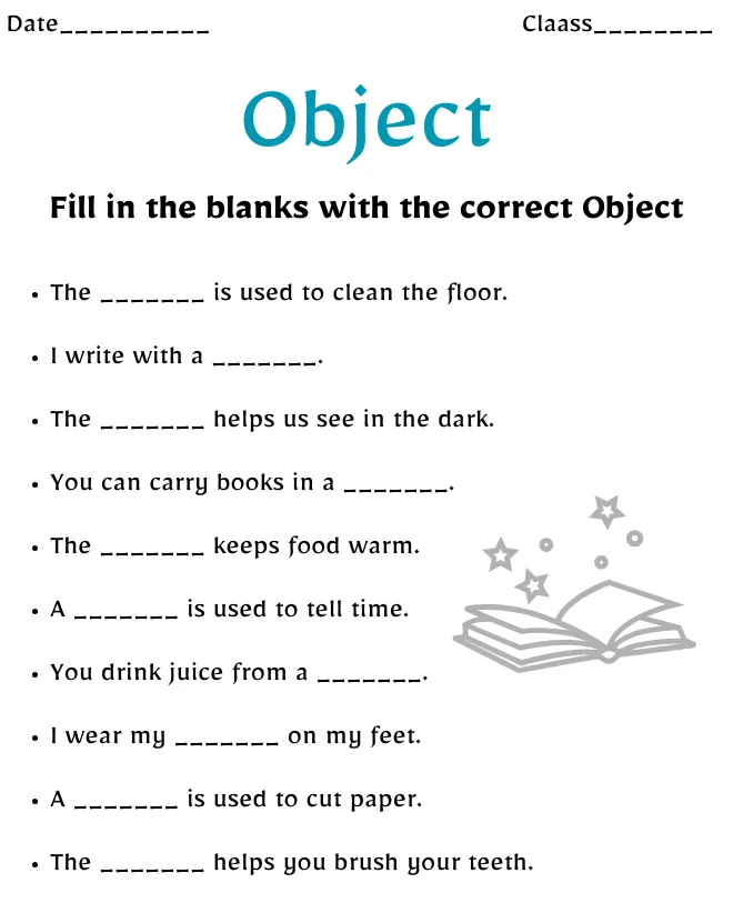 Free Printable Object Worksheets | Learn Grammar Easily Object Worksheet for Class 2
