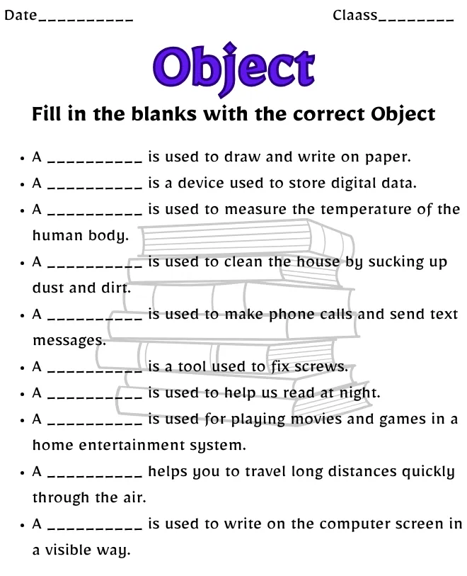 Free Printable Object Worksheets | Learn Grammar Easily Object Worksheet for Class 6