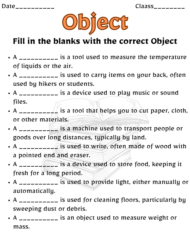 Free Printable Object Worksheets | Learn Grammar Easily Object Worksheet for Class 7