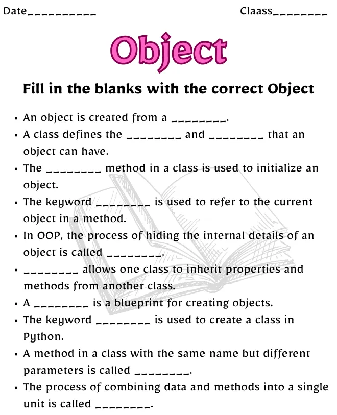 Free Printable Object Worksheets | Learn Grammar Easily Object Worksheet for Class 9
