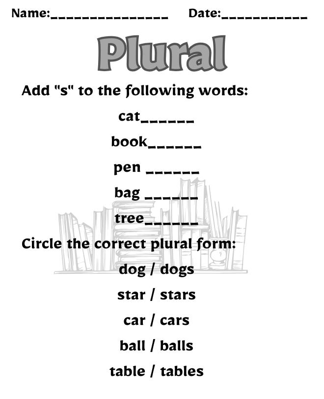 Free Printable Plural Worksheets | Fun Grammar Activities Plural Worksheet for Class 1