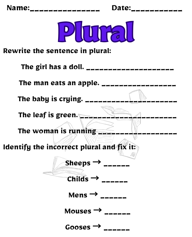 Free Printable Plural Worksheets | Fun Grammar Activities Plural Worksheet for Class 4
