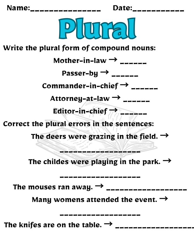 Free Printable Plural Worksheets | Fun Grammar Activities Plural Worksheet for Class 7