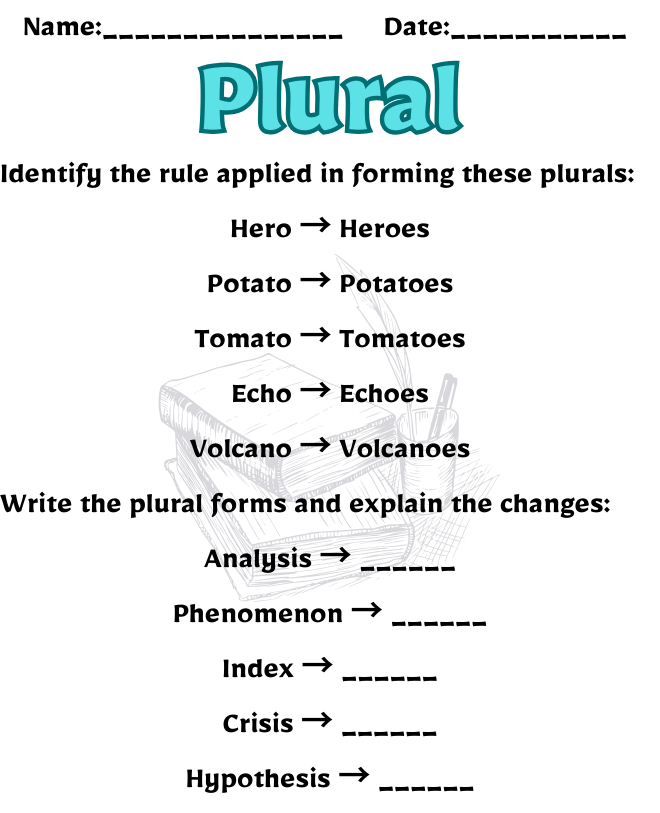 Free Printable Plural Worksheets | Fun Grammar Activities Plural Worksheet for Class 8