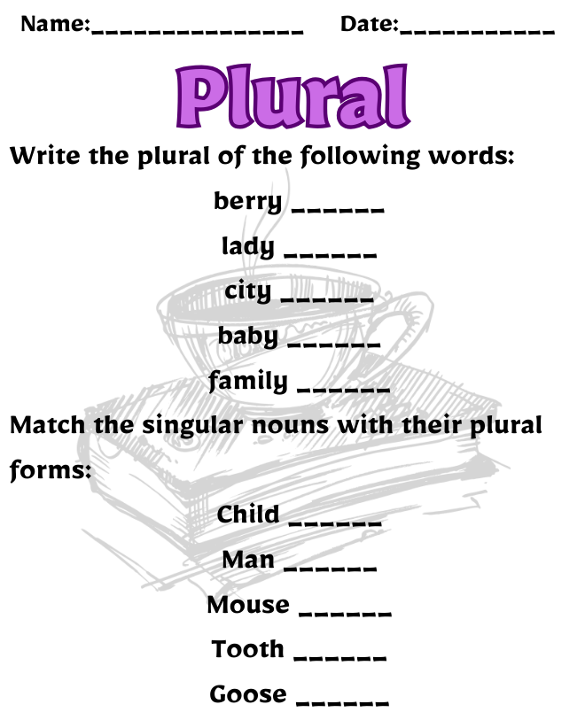 Free Printable Plural Worksheets | Fun Grammar Activities Plural Worksheet for Class 3