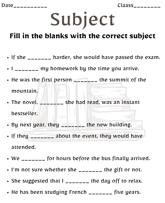 Subject Worksheets for All Grades Subject Worksheet for Class 10