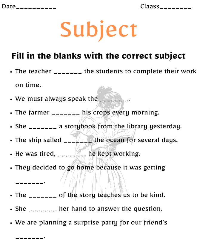 Subject Worksheets for All Grades Subject Worksheet for Class 5