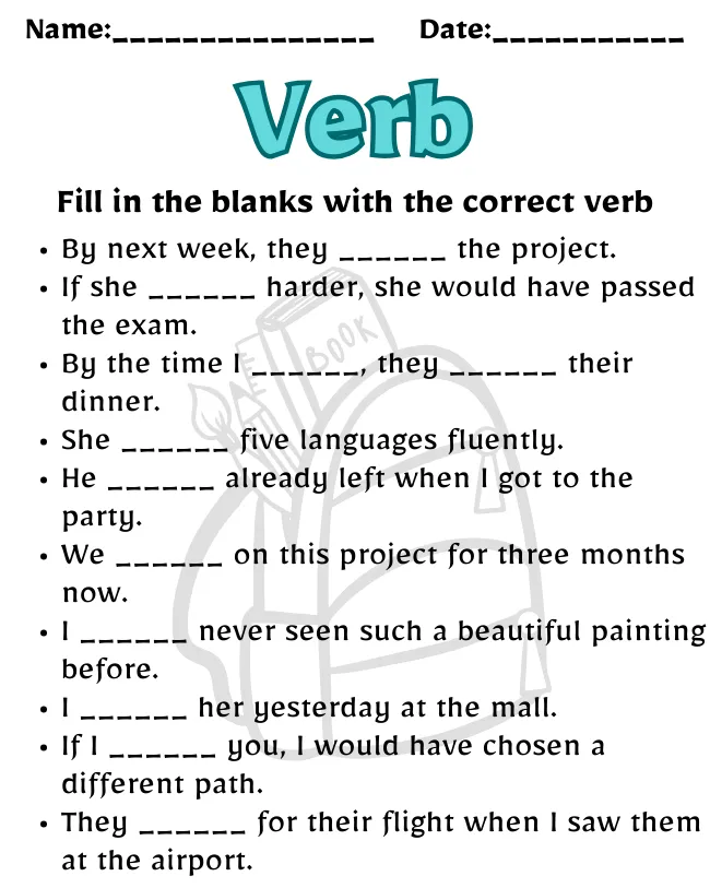 Verb Worksheet for Class 12