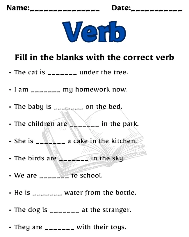 Verb Worksheet for Class 1